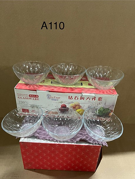 A-110 Сахарница, салатница прозрачное 6pcs