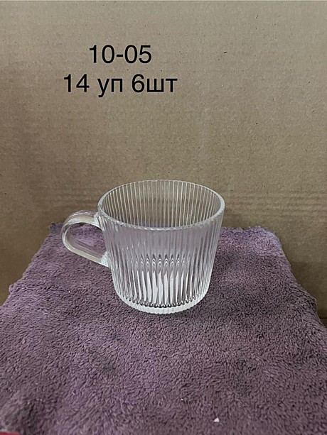 1005 Кружка прозрачная стеклянная с ручкой 6pcs