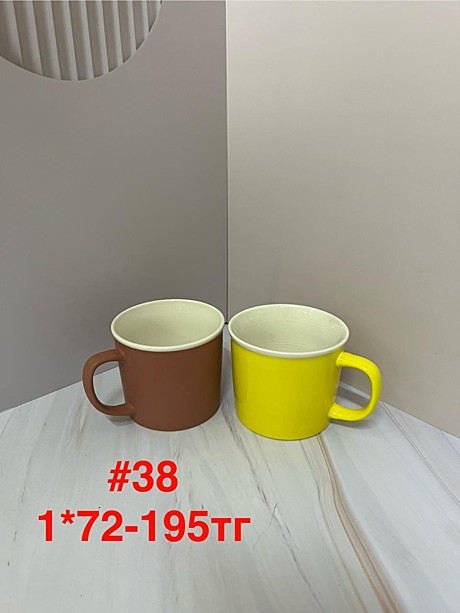 #38 Кружка разноцветные с ручкой (1кр-72уп)
